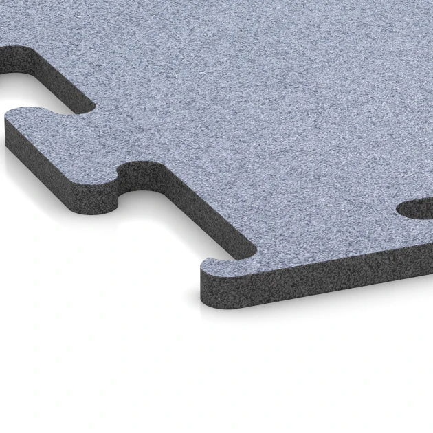Detailaufnahme der Randausprägung von WARCO-Produkt 6156, Fitness Performance Elite Trainingsboden, Format 50 x 50 x 2 cm | 0,25 m², Farbe Nebelgrau.