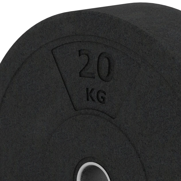 Detailaufnahme der Randausprägung von WARCO-Produkt 6087, Bumper Plate, Format 20 kg | ø 45,4 x 11,38 cm, Farbe Antracite.