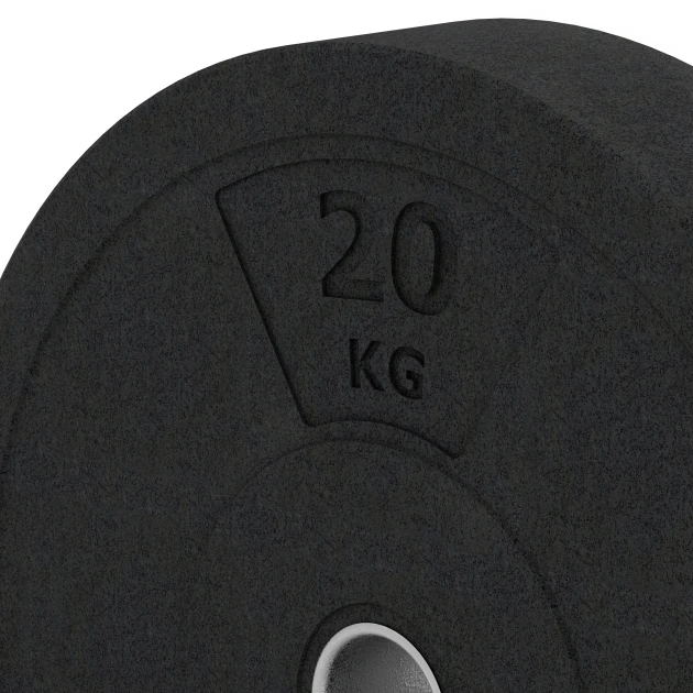 Detailaufnahme der Randausprägung von WARCO-Produkt 6089, Bumper Plate Slim, Format 20 kg | ø 45,4 x 8,61 cm, Farbe Anthrazit.