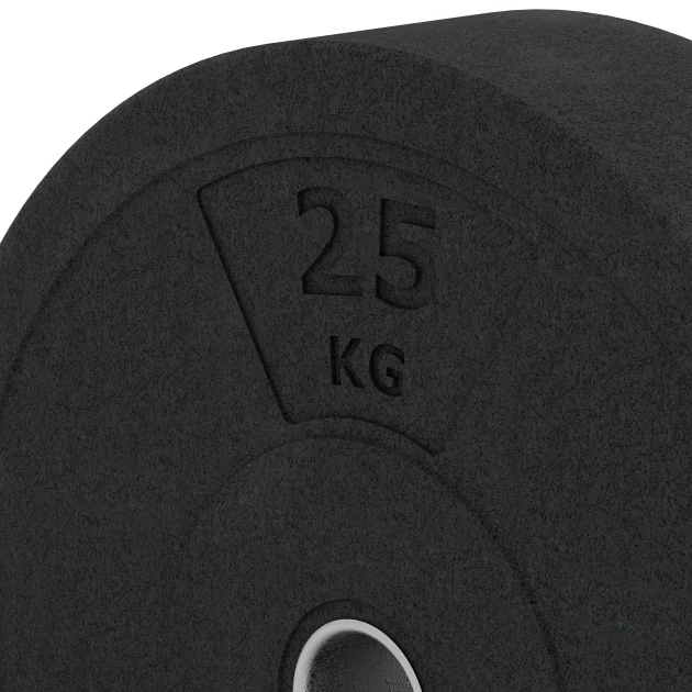 Detailaufnahme der Randausprägung von WARCO-Produkt 6090, Bumper Plate Slim, Format 25 kg | ø 45,4 x 11,38 cm, Farbe Antracite.