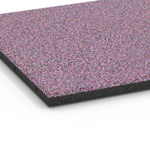 Detailaufnahme der Randausprägung von WARCO-Produkt 6418, Fallschutzplatte – 90 cm, Format 50 x 50 x 3 cm | 0,25 m², Farbe Lavendel.
