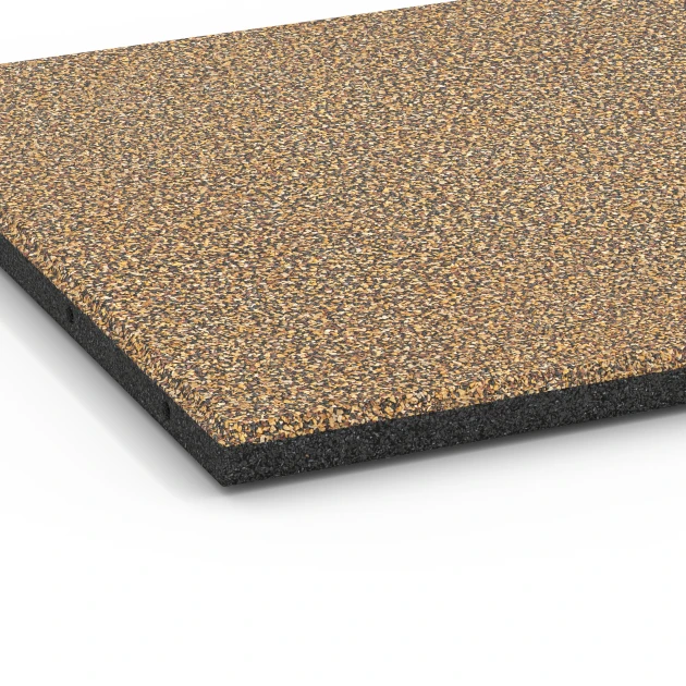 Detailaufnahme der Randausprägung von WARCO-Produkt 6421, Piastrella antitrauma – 90 cm, Format 50 x 50 x 3 cm | 0,25 m², Farbe Rattan.