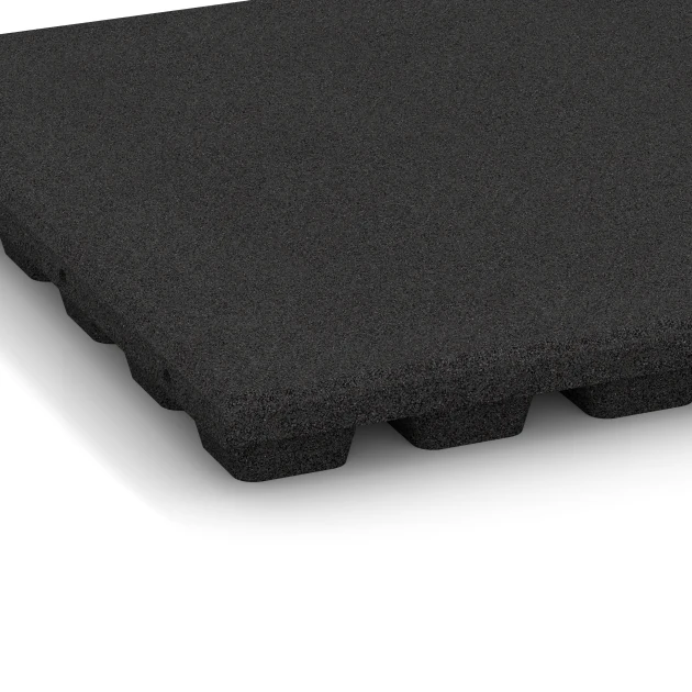 Detailaufnahme der Randausprägung von WARCO-Produkt 6135, Fallschutzplatte – 170 cm, Format 50 x 50 x 4,8 cm, Farbe Anthrazit.