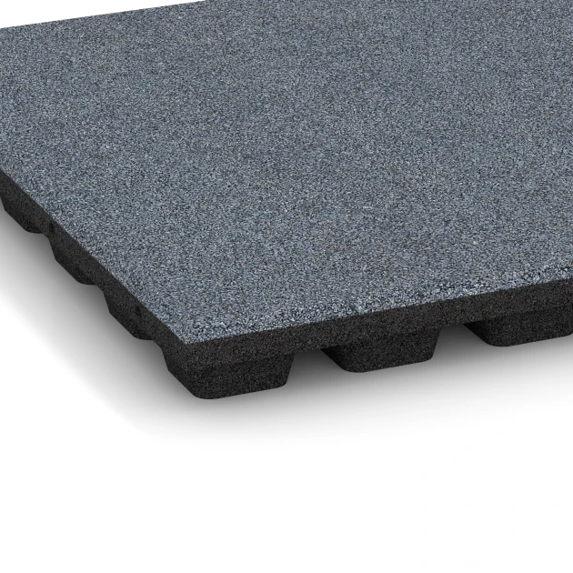 Detailaufnahme der Randausprägung von WARCO-Produkt 6294, Piastrelle antitrauma, Format 50 x 50 x 4,8 cm, Farbe Grigio grafite.