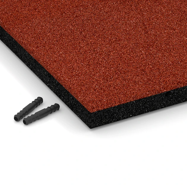 Detailaufnahme der Randausprägung von WARCO-Produkt 6194, Piastrelle antitrauma, Format 50 x 50 x 4 cm, Farbe Rosso mattone.