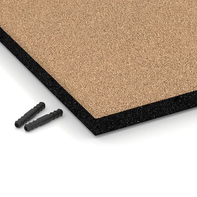 Detailaufnahme der Randausprägung von WARCO-Produkt 6222, Piastrelle antitrauma, Format 50 x 50 x 4 cm, Farbe Beige sabbia.