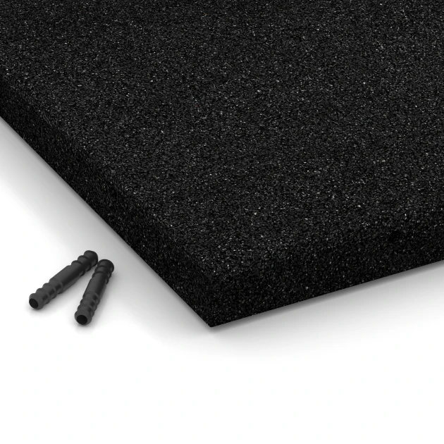Detailaufnahme der Randausprägung von WARCO-Produkt 6259, Fallschutzplatte – 150 cm, Format 50 x 50 x 4,5 cm, Farbe Anthrazit.