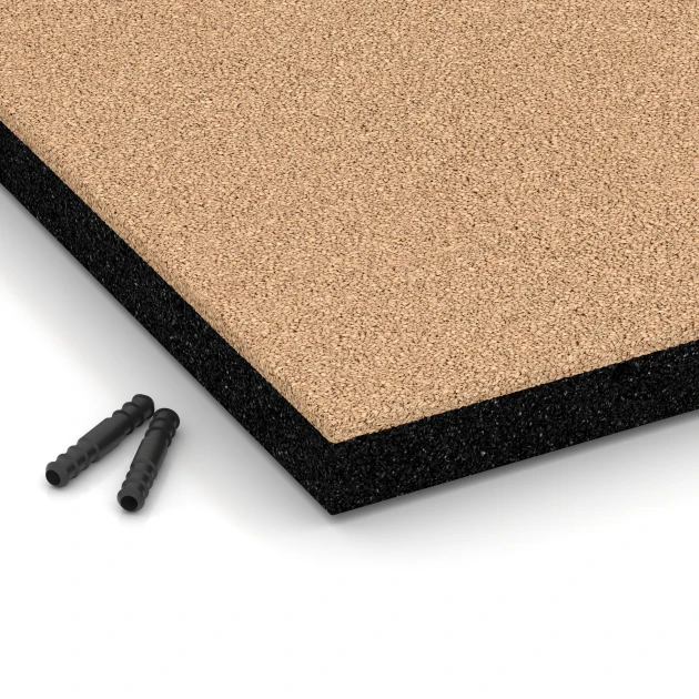 Detailaufnahme der Randausprägung von WARCO-Produkt 6225, Piastrelle antitrauma, Format 50 x 50 x 4,5 cm, Farbe Beige sabbia.