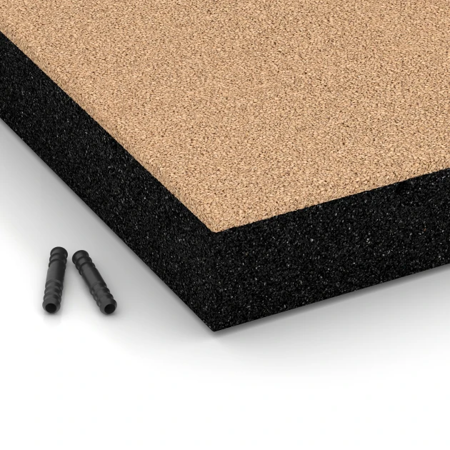 Detailaufnahme der Randausprägung von WARCO-Produkt 6234, Piastrelle antitrauma, Format 50 x 50 x 8 cm, Farbe Beige sabbia.