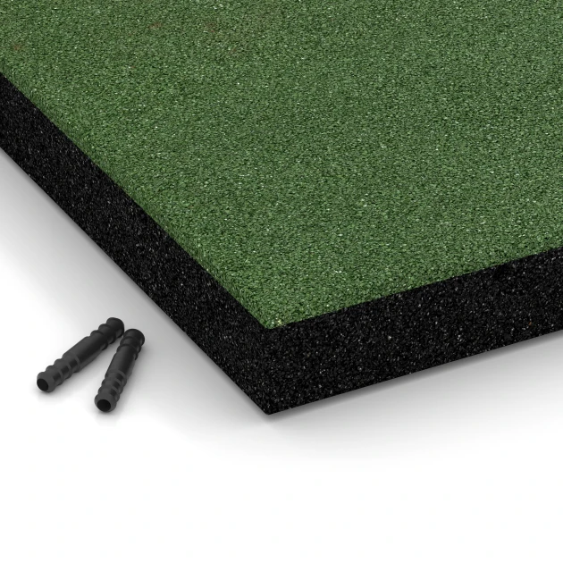 Detailaufnahme der Randausprägung von WARCO-Produkt 6267, Piastrella antitrauma – 180 cm, Format 50 x 50 x 6 cm, Farbe Verde erba.