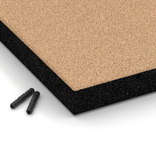 Detailaufnahme der Randausprägung von WARCO-Produkt 6270, Piastrella antitrauma – 180 cm, Format 50 x 50 x 6 cm, Farbe Beige sabbia.