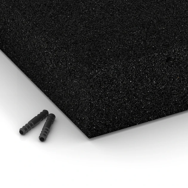 Detailaufnahme der Randausprägung von WARCO-Produkt 6277, Fallschutzplatte – 300 cm, Format 50 x 50 x 11 cm, Farbe Anthrazit.
