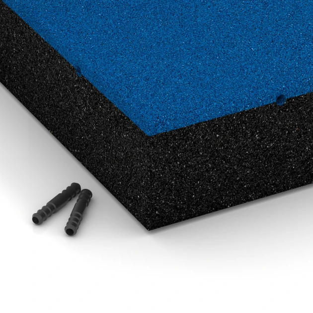 Detailaufnahme der Randausprägung von WARCO-Produkt 6229, Piastrelle antitrauma, Format 50 x 50 x 11 cm, Farbe Azzurro cielo.