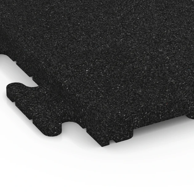 Detailaufnahme der Randausprägung von WARCO-Produkt 6190, Fitnessboden-Fliese Classic, Format 50 x 50 x 3 cm | 0,25 m², Farbe Anthrazit.