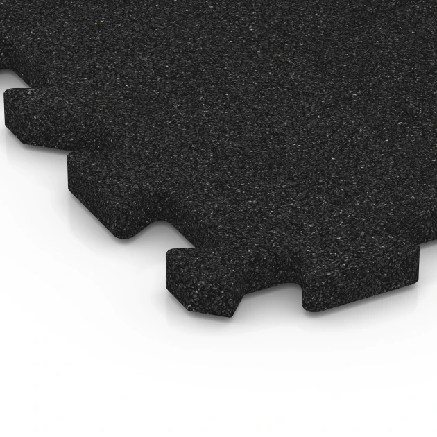 Detailaufnahme der Randausprägung von WARCO-Produkt 6299, Fallschutz-Puzzlematte, Format 50 x 50 x 3 cm | 0,25 m², Farbe Anthrazit.