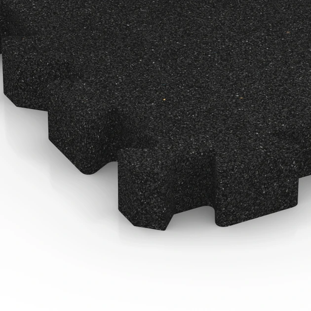 Detailaufnahme der Randausprägung von WARCO-Produkt 6309, Fallschutz-Puzzlematte, Format 50 x 50 x 6 cm | 0,25 m², Farbe Anthrazit.