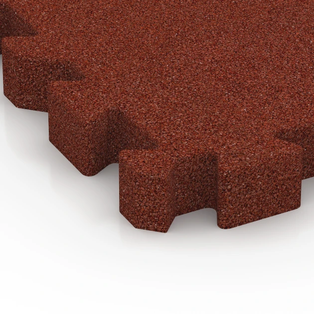 Detailaufnahme der Randausprägung von WARCO-Produkt 6310, Piastra antitrauma ad incastro puzzle, Format 50 x 50 x 6 cm | 0,25 m², Farbe Rosso mattone.