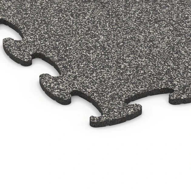 Detailaufnahme der Randausprägung von WARCO-Produkt 6868, Fitness Max Floor System, Format 98 x 98 × 1,8 cm, Farbe Granito grigio scuro.