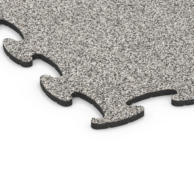 Detailaufnahme der Randausprägung von WARCO-Produkt 6923, Pavimentazione fiere clic, Format 98 x 98 × 1,8 cm, Farbe Granito grigio.