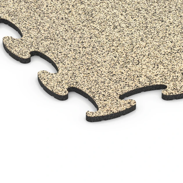 Detailaufnahme der Randausprägung von WARCO-Produkt 6874, Fitness Max Floor System, Format 98 x 98 × 1,8 cm, Farbe Travertino.