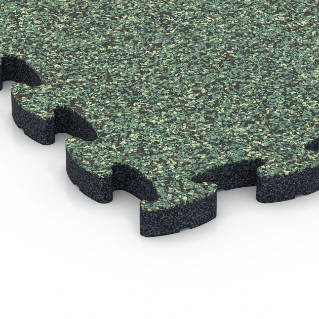 Detailaufnahme der Randausprägung von WARCO-Produkt 6843, Fitness Active pavimento, Format 44,6 x 44,6 × 2,8 cm, Farbe Prato inglese.