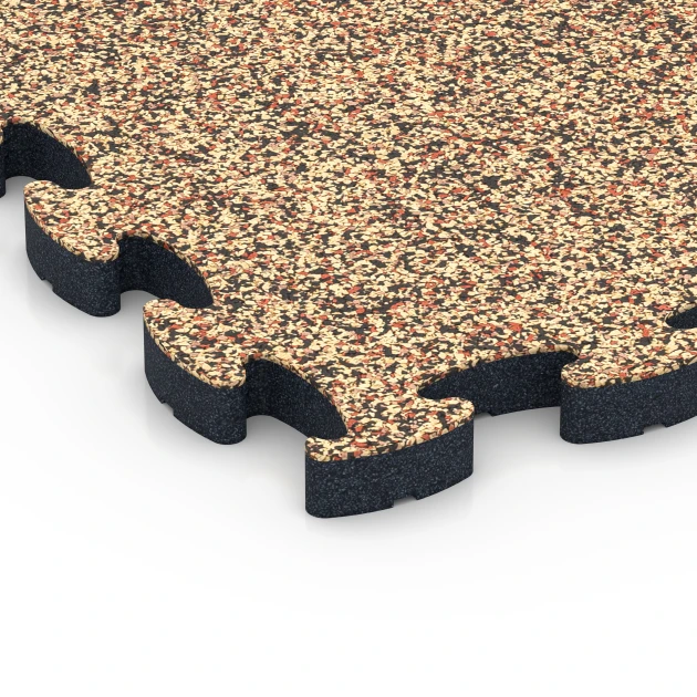 Detailaufnahme der Randausprägung von WARCO-Produkt 6880, Fitness Max Floor System, Format 44,6 x 44,6 × 2,8 cm, Farbe Terracotta.