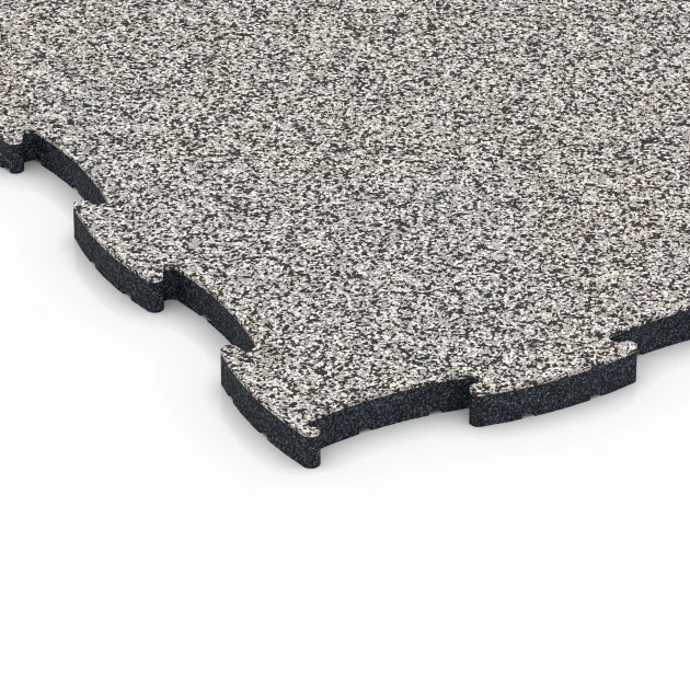 Detailaufnahme der Randausprägung von WARCO-Produkt 6851, Fitness Active pavimento, Format 97,1 x 97,1 x 2,8 cm, Farbe Granito grigio.