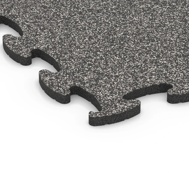 Detailaufnahme der Randausprägung von WARCO-Produkt 6886, Fitness Max Floor System, Format 97,1 x 97,1 x 2,8 cm, Farbe Granito grigio scuro.