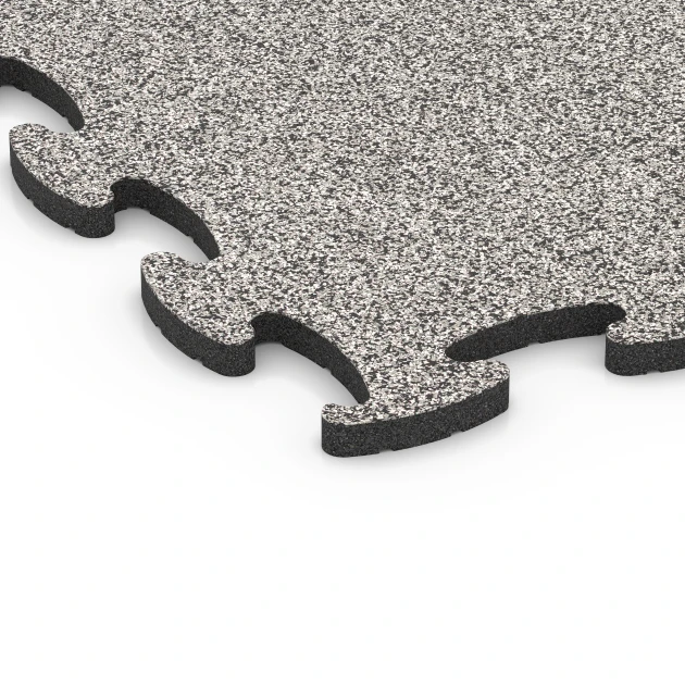 Detailaufnahme der Randausprägung von WARCO-Produkt 6887, Fitness Max Floor System, Format 97,1 x 97,1 x 2,8 cm, Farbe Granito grigio.