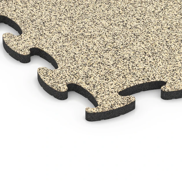 Detailaufnahme der Randausprägung von WARCO-Produkt 6892, Fitness Max Floor System, Format 98 x 98 x 2,8 cm, Farbe Travertino.
