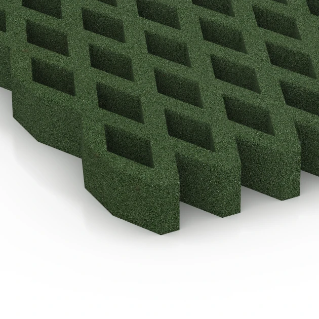 Detailaufnahme der Randausprägung von WARCO-Produkt 7014, Griglia antitrauma prato, Format 100 × 100 × 8 cm, Farbe Verde erba.
