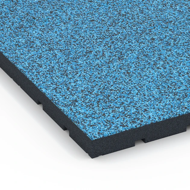 Detailaufnahme der Randausprägung von WARCO-Produkt 7148, Outdoor-Fitnessboden, Format 60 x 60 x 4 cm | 0,36 m², Farbe Atlantik.