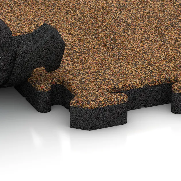 Großaufnahme vom Verbindungssystem von WARCO-Boden 2880 - Lastra per marciapiede im Farbdesign Terracotta. Abmessungen 500 x 500 x 40 mm.