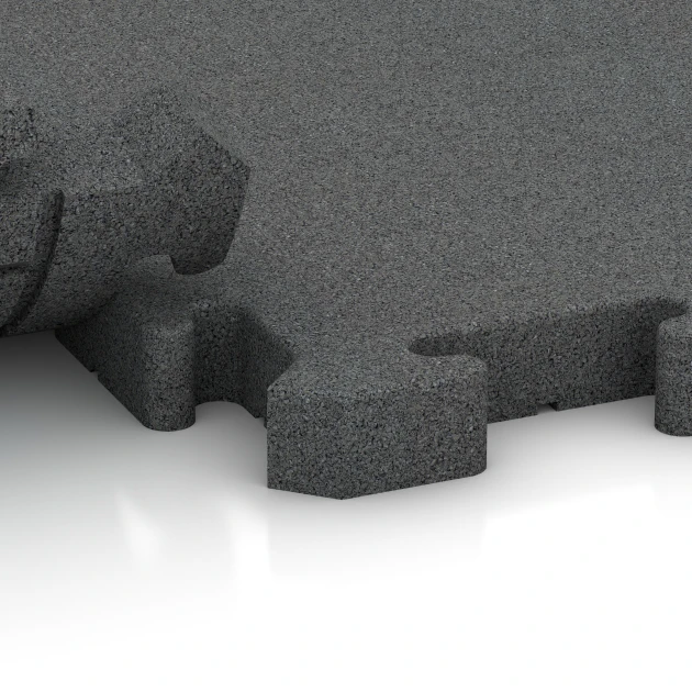 Großaufnahme vom Verbindungssystem von WARCO-Boden 6081 - Event-Klickfliese Outdoor im Farbdesign Schiefergrau. Abmessungen 100 x 100 x 4 cm | 1,00 m².