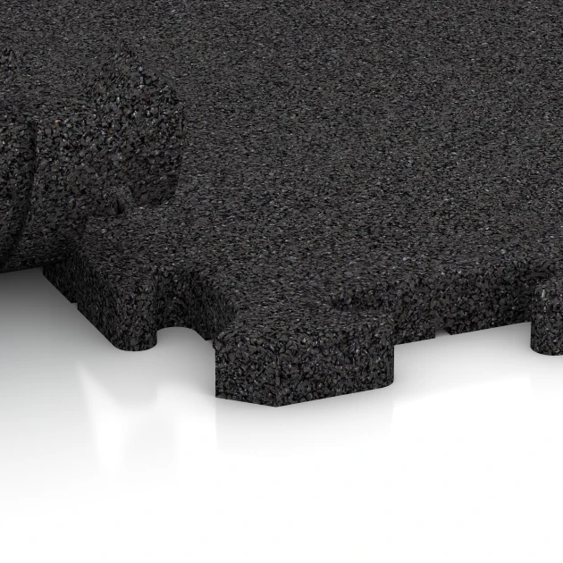 Großaufnahme vom Verbindungssystem von WARCO-Boden 3324 - Spiel-Bodenbelag im Farbdesign Anthrazit. Abmessungen 100 x 100 x 3 cm | 1,00 m².