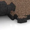 Großaufnahme vom Verbindungssystem von WARCO-Boden 4164 - Ballspielplatte HD im Farbdesign Bast & Borke. Abmessungen 500 x 500 x 50 mm.