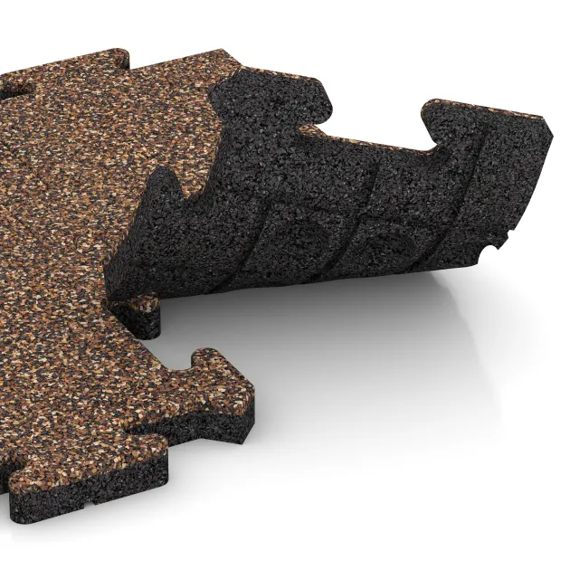 Großaufnahme vom Verbindungssystem von WARCO-Boden 4890 - Piastra perimetrale HD im Farbdesign Caffè latte. Abmessungen 500 x 235 x 30 mm.