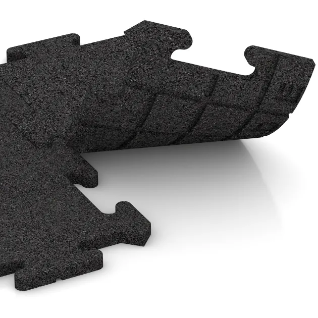 Großaufnahme vom Verbindungssystem von WARCO-Boden 4679 - Piastra perimetrale HD im Farbdesign Nero. Abmessungen 500 x 235 x 18 mm.