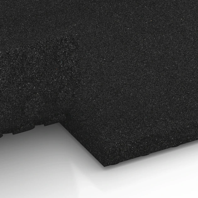 Großaufnahme vom Verbindungssystem von WARCO-Boden 6648 - Piastra da stalla Comfort im Farbdesign Antracite. Abmessungen 100 x 50 x 5 cm.