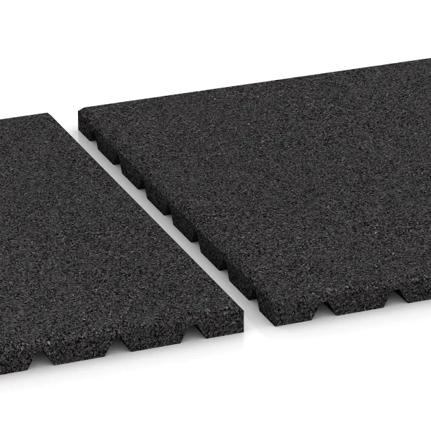 Großaufnahme vom Verbindungssystem von WARCO-Boden 0532 - Balkon-Fliese im Farbdesign Anthrazit. Abmessungen 500 x 500 x 25 mm.