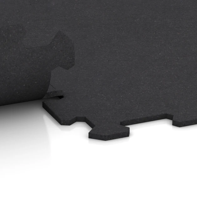 Großaufnahme vom Verbindungssystem von WARCO-Boden 1064 - Pavimento Fitness Compatto im Farbdesign Grigio Antracite opaco. Abmessungen 970 x 970 x 8 mm | 0,94 m.