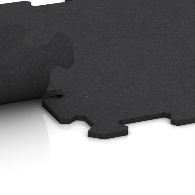 Großaufnahme vom Verbindungssystem von WARCO-Boden 0927 - Fitnessboden Kompakt im Farbdesign Anthrazit matt. Abmessungen 485 x 485 x 8 mm | 0,235 m².