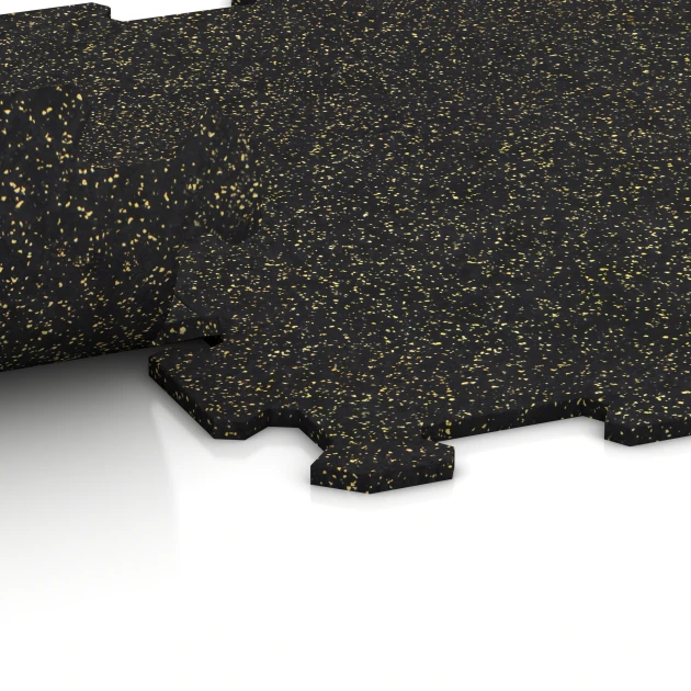 Großaufnahme vom Verbindungssystem von WARCO-Boden 0926 - Fitnessboden Kompakt im Farbdesign Leicht Gelb Gesprenkelt. Abmessungen 485 x 485 x 8 mm | 0,235 m².