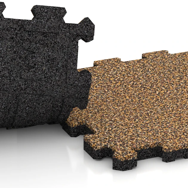 Großaufnahme vom Verbindungssystem von WARCO-Boden 5435 - Treppenfliese im Farbdesign Rattan Lounge. Abmessungen 30,6 x 30,6 x 2 cm | 0,094 m².