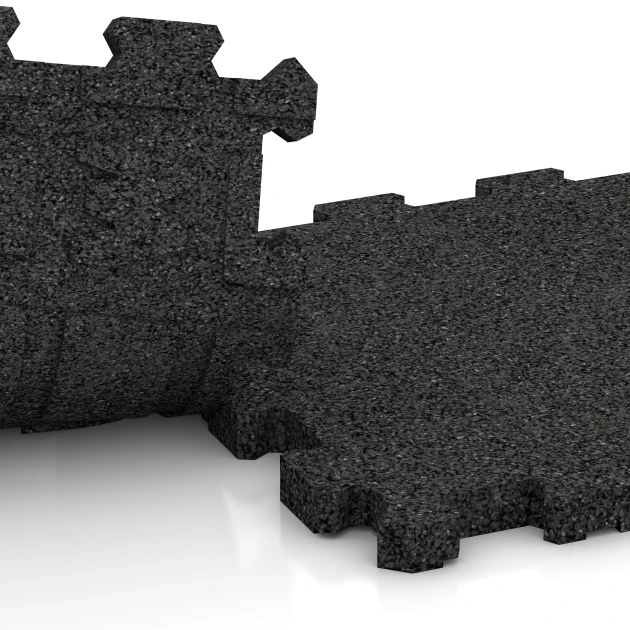 Großaufnahme vom Verbindungssystem von WARCO-Boden 3741 - Steinteppich-Klickfliese im Farbdesign Anthrazit. Abmessungen 30,6 x 30,6 x 2 cm | 0,094 m².