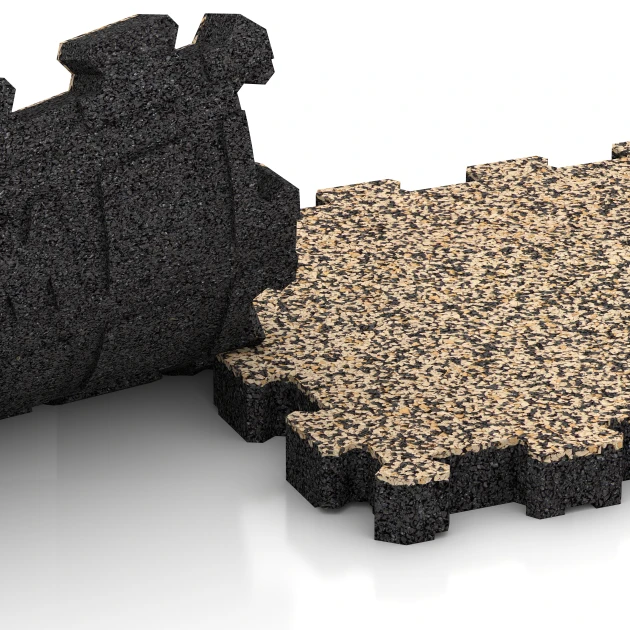 Großaufnahme vom Verbindungssystem von WARCO-Boden 4258 - Mattonella da esterno im Farbdesign Travertino. Abmessungen 30,6 x 30,6 x 3 cm | 0,094 m².