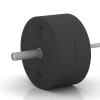 Großaufnahme vom Verbindungssystem von WARCO-Boden 6087 - Bumper Plate – Hantelscheibe im Farbdesign Anthrazit. Abmessungen 20 kg | ø 45,4 x 11,38 cm.