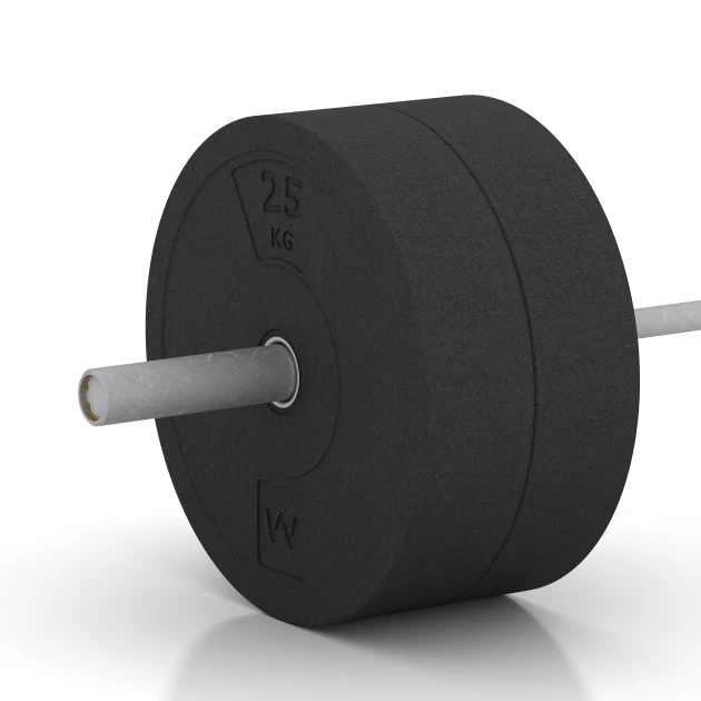 Großaufnahme vom Verbindungssystem von WARCO-Boden 6090 - Bumper Plate Slim im Farbdesign Anthrazit. Abmessungen 25 kg | ø 45,4 x 11,38 cm.