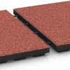 Großaufnahme vom Verbindungssystem von WARCO-Boden 6373 - Terrassenplatte Classic im Farbdesign Tomatenrot. Abmessungen 50 x 50 x 4 cm.
