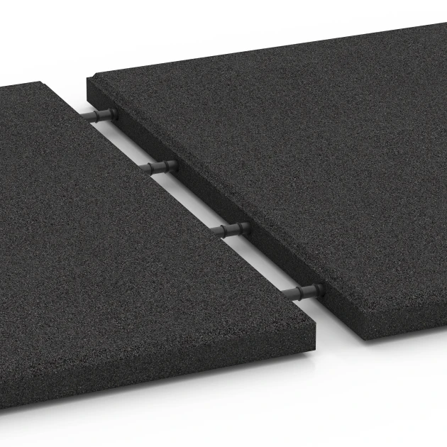 Großaufnahme vom Verbindungssystem von WARCO-Boden 6287 - Piastrelle antitrauma im Farbdesign Antracite. Abmessungen 50 x 50 x 3 cm | 0,25 m².